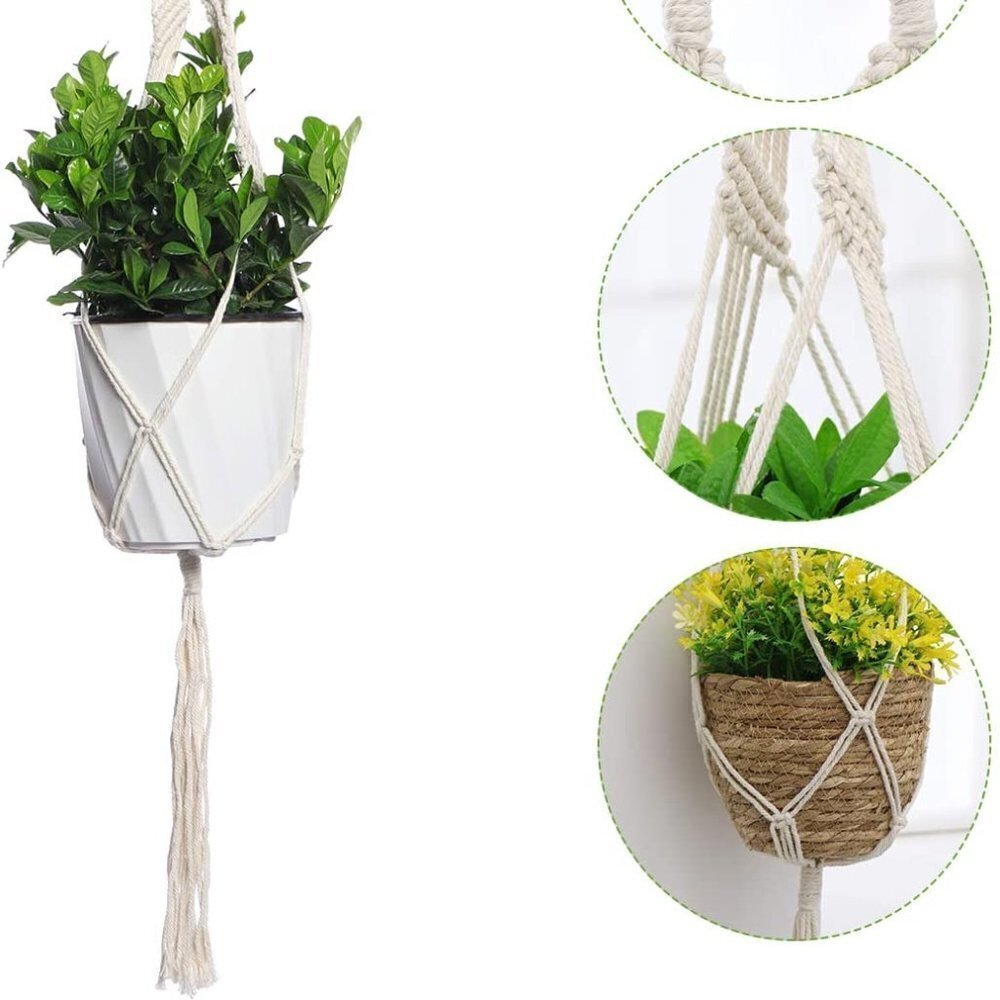 Bohemian Braided Plant Holder Hippie Outdoor/Indoor/Living Room/Dorm Decor - Picture 6 of 10